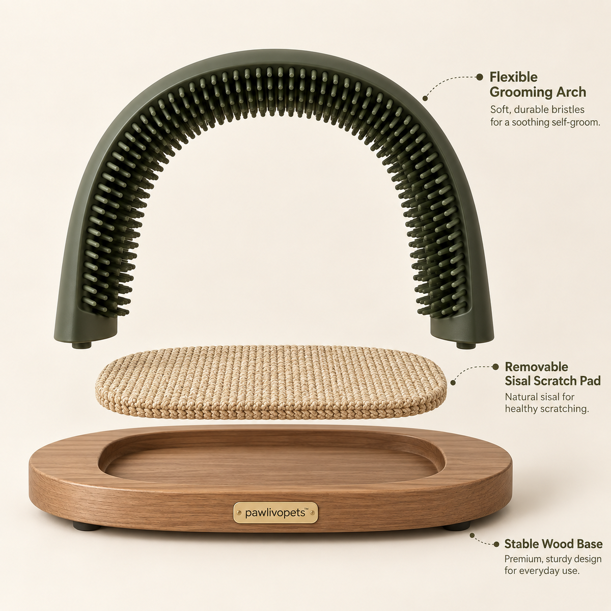 Pawlivopets™  Self-Grooming & Scratch Station