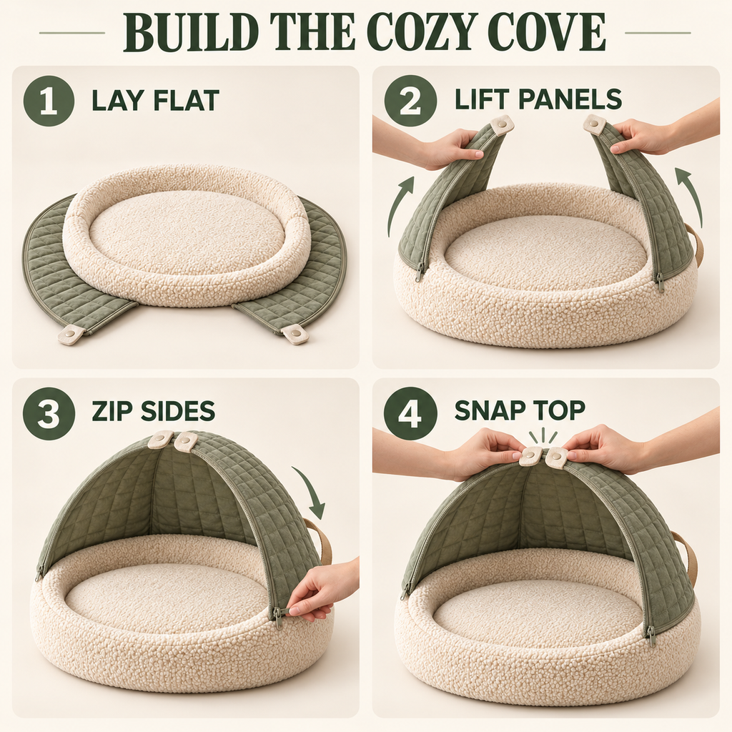 Pawlivopets™  CalmCove 3-in-1 Convertible Pet Bed
