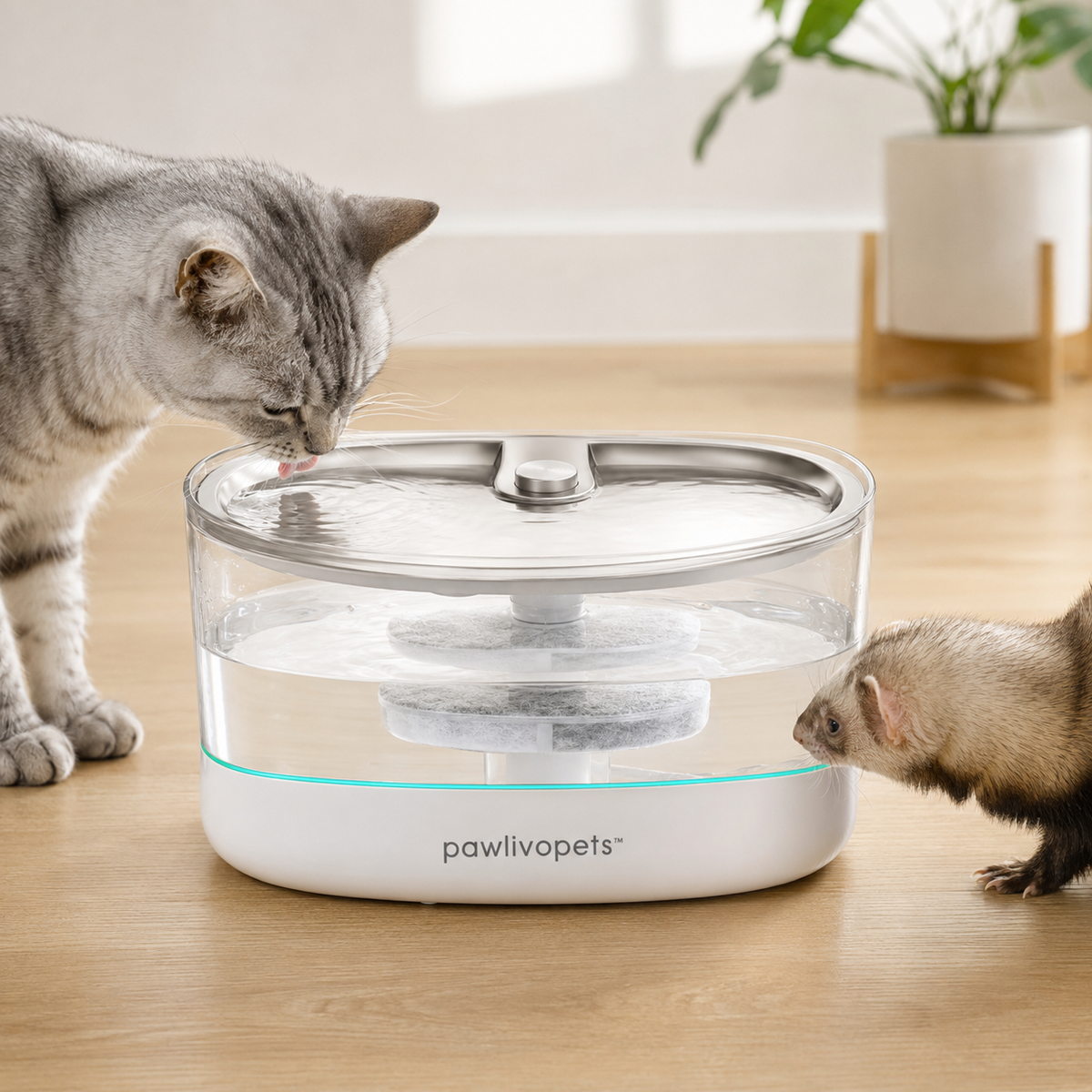Pawlivopets™ ClearFlow Smart Hydration Station – Silent Multi-Pet Water Fountain