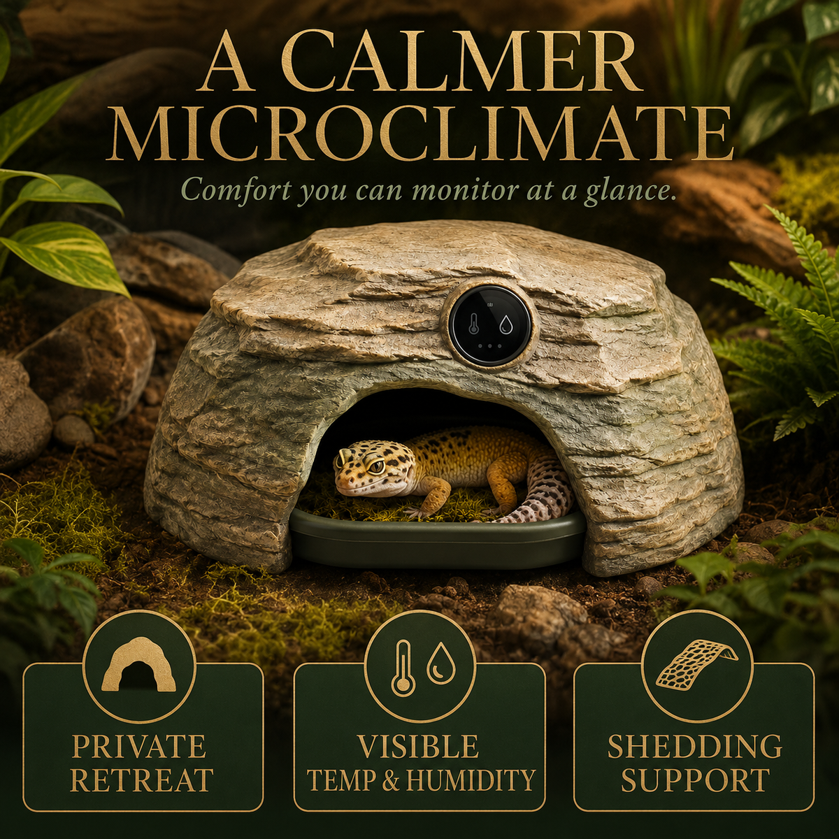 Pawlivopets™ TerraSense Climate Monitoring Reptile Hide